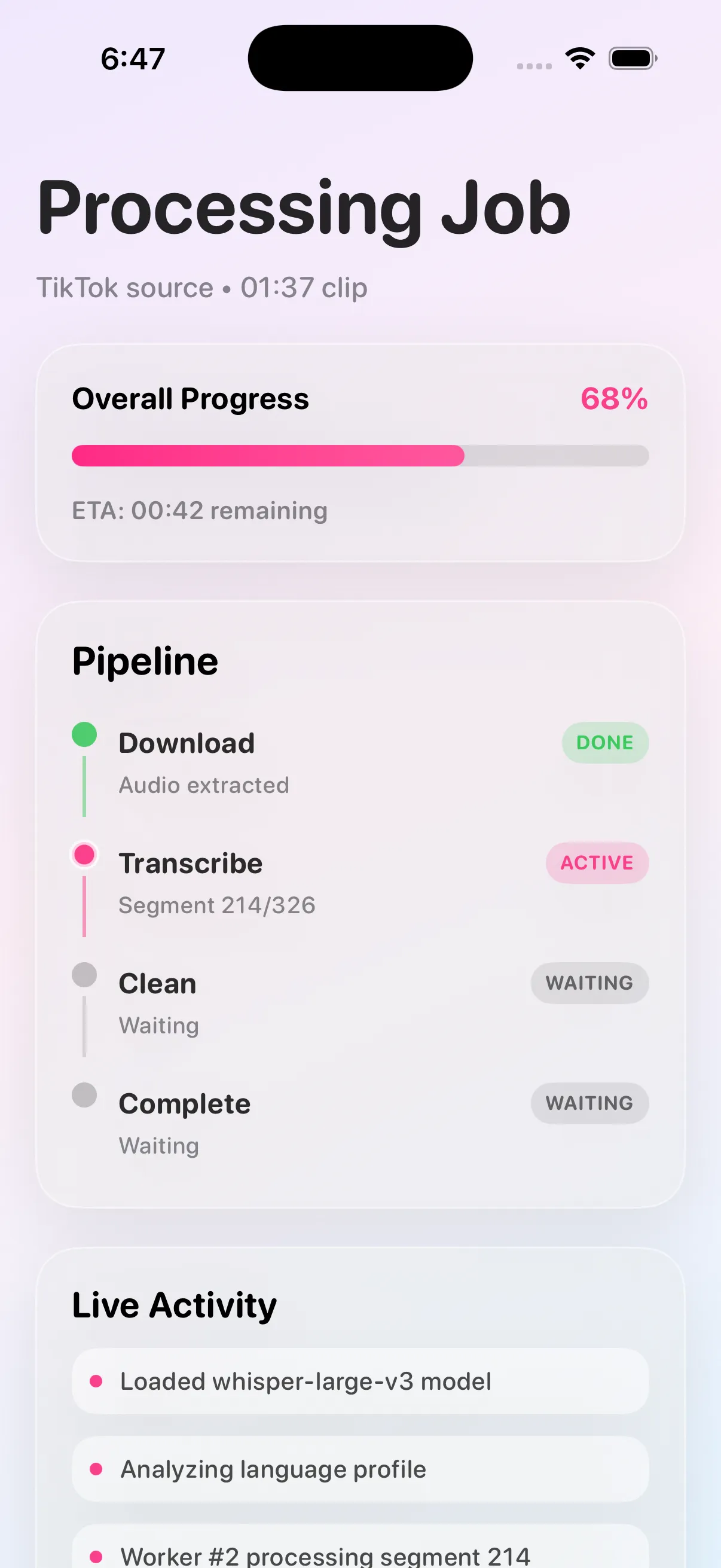 Transcription Studio — Processing
